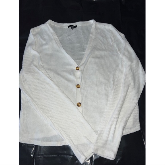 Ambiance Tops - White Long Sleeve Top With Buttons -3XL